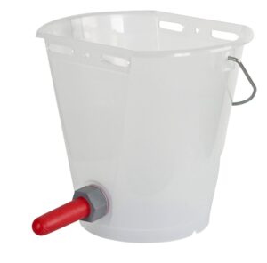 Wiadro do pojenia cieląt z zaworem i smoczkiem gumowym, 8 l, transparentne, białe, Canagri