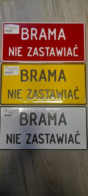 TABLICZKA ALUMINIOWA BRAMA WJAZDOWA BIAŁA