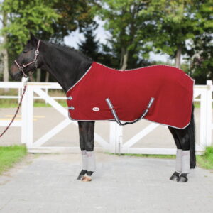 Derka York Britta polarowa z pasami czerwona 145 cm